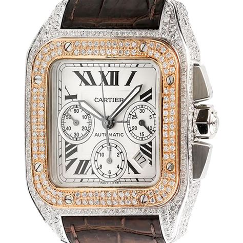 santos de cartier chrono24|Cartier Santos diamond bezel.